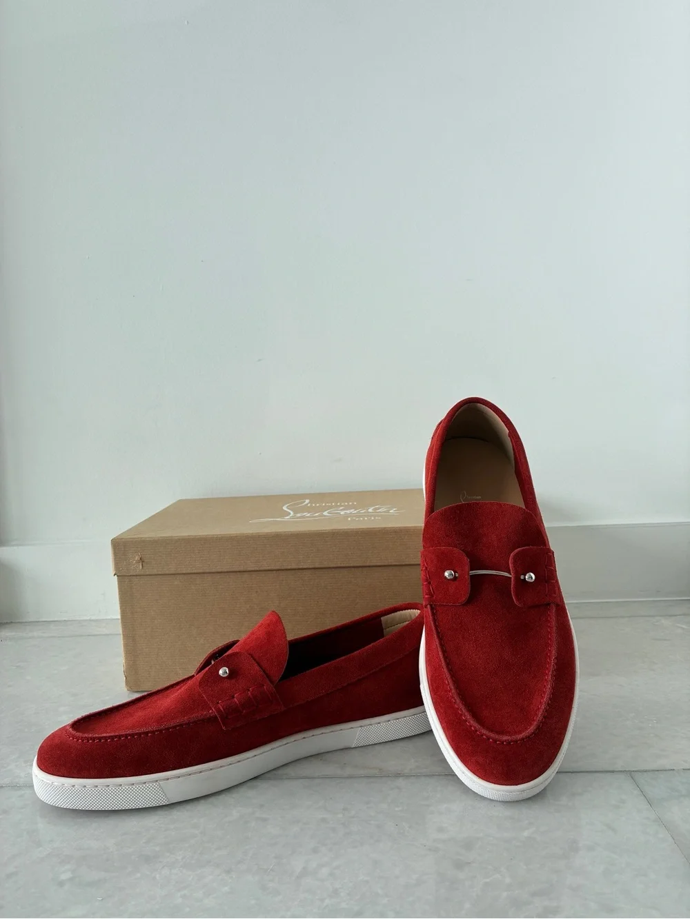 Christian Louboutin Men's Chambeliboat Nubuck Boat Shoes size 11 (44)